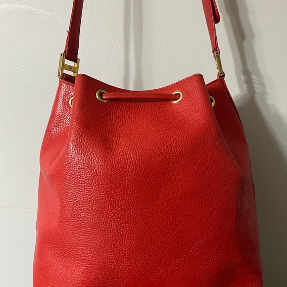 Authentic MCM Bucket Medium Leather Red - Picture 7 of 9